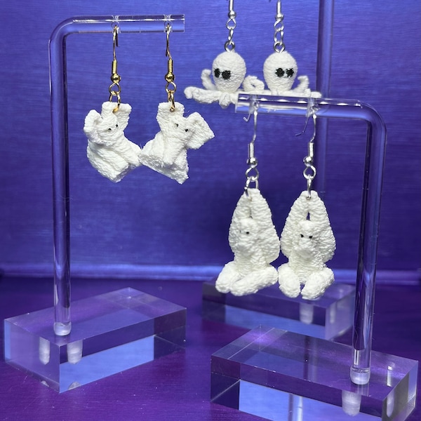 Earrings 3d printed replica towel animals