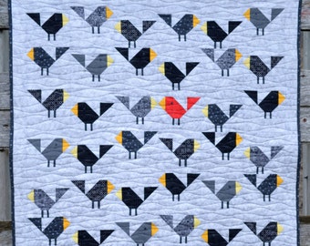 Black Birds Quilt Pattern, PDF, Instant Download, modern patchwork, bird, baby, cute, crib, baby quilt