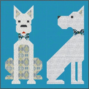 Dandy Danes Quilt Pattern, PDF, Instant Download, modern patchwork, dog pet mid century modern style