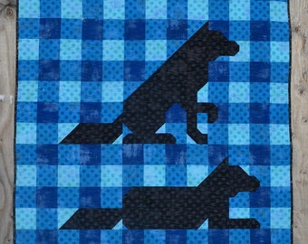 Buffalo Plaid WOLF PAPER Quilt Pattern to be mailed modern patchwork traditional piecing woodland forest dog hunter guy