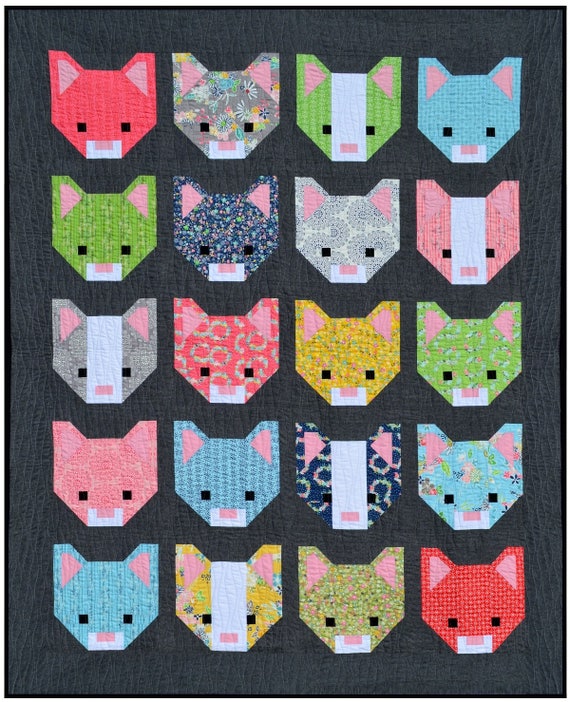Smitten Kitten Quilt Pattern PDF Instant Download Modern Etsy