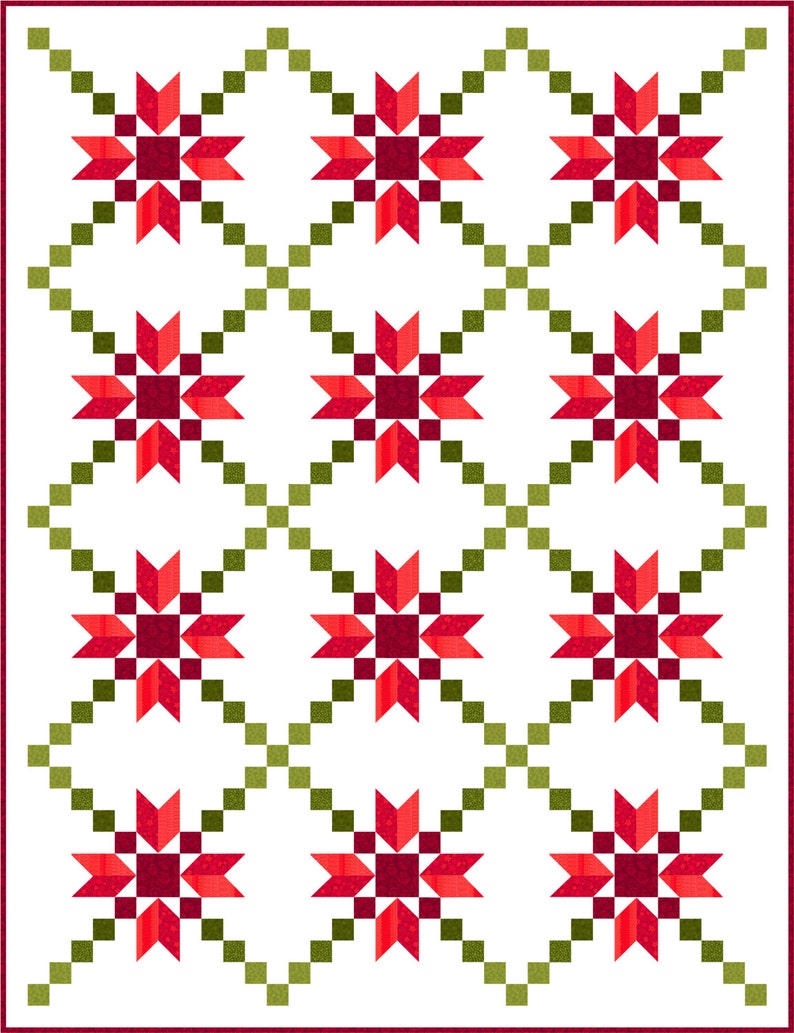 Irish Lullaby Quilt Pattern, PDF, Instant Download, Baby quilt, Irish Chain, Star, traditional design, modern patchwork image 1