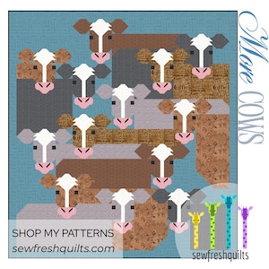 More Cows farm animal Quilt Pattern PDF Instant Download modern patchwork traditional piecing