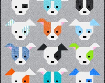 Dog Gone Cute Quilt Pattern, PDF, Instant Download, modern patchwork, dog, puppy, cute, mini and maxi quilt