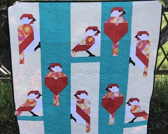 My Little Chickadee Quilt for sale Ready to ship throw couch blanket bedding patchwork Lap throw gift Christmas cozy warm