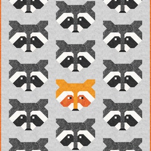 Raccoon Quilt Pattern, PDF, Instant Download, modern patchwork, raccoon, animal, lap quilt, mini quilt, baby quilt, twin quilt, full quilt image 3