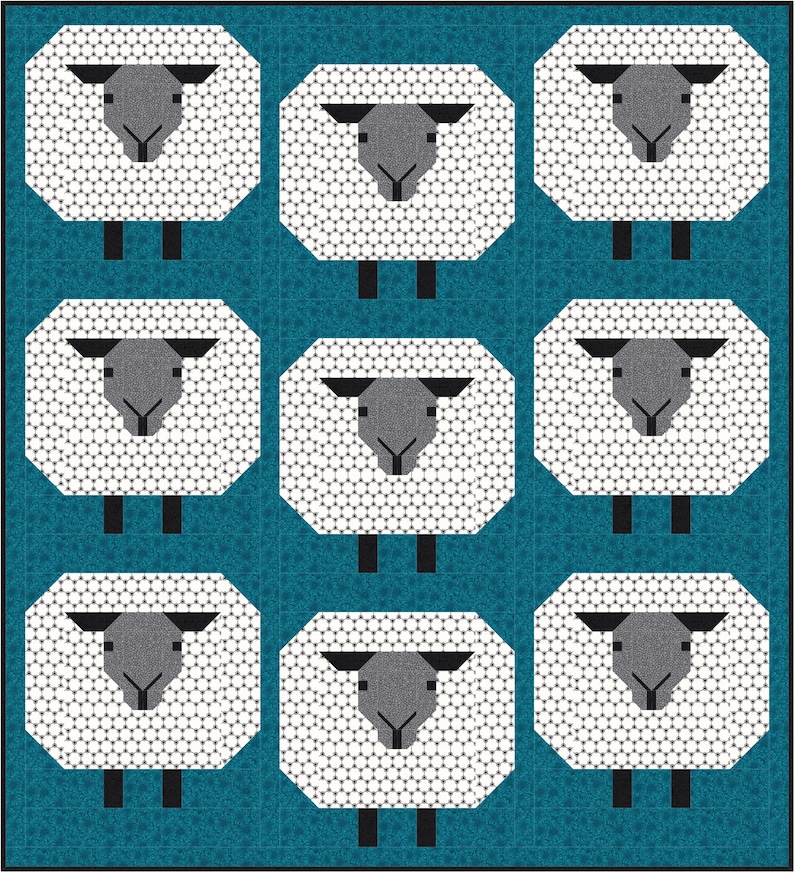 Lamb Chop Quilt Pattern PDF Instant Download modern patchwork image 1