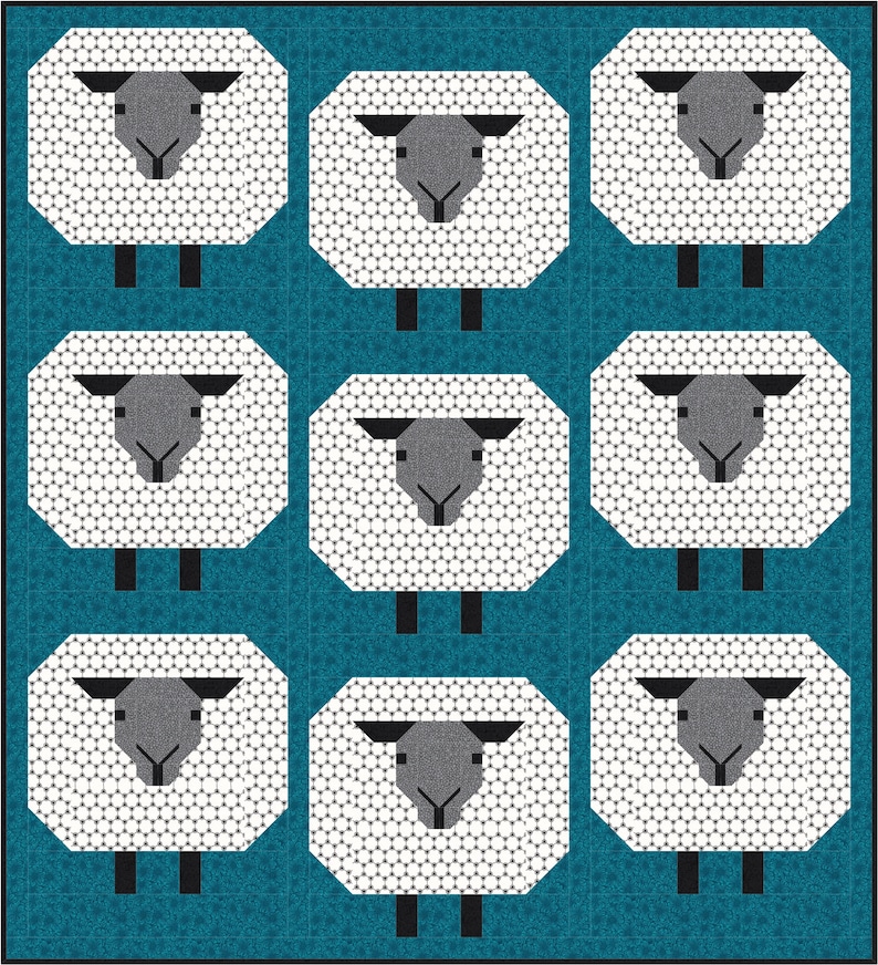 Lamb Chop Quilt Pattern PDF Instant Download modern patchwork image 1