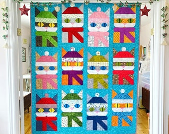 Cats in Hats Quilt for sale Ready to ship blanket bedding patchwork nursery gift baby shower woodland forest animal boy girl
