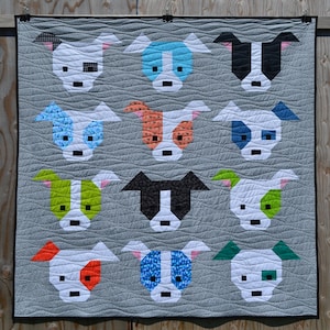 Dog Gone Cute Quilt Pattern, PDF, Instant Download, modern patchwork, dog, puppy, cute, mini and maxi quilt image 2