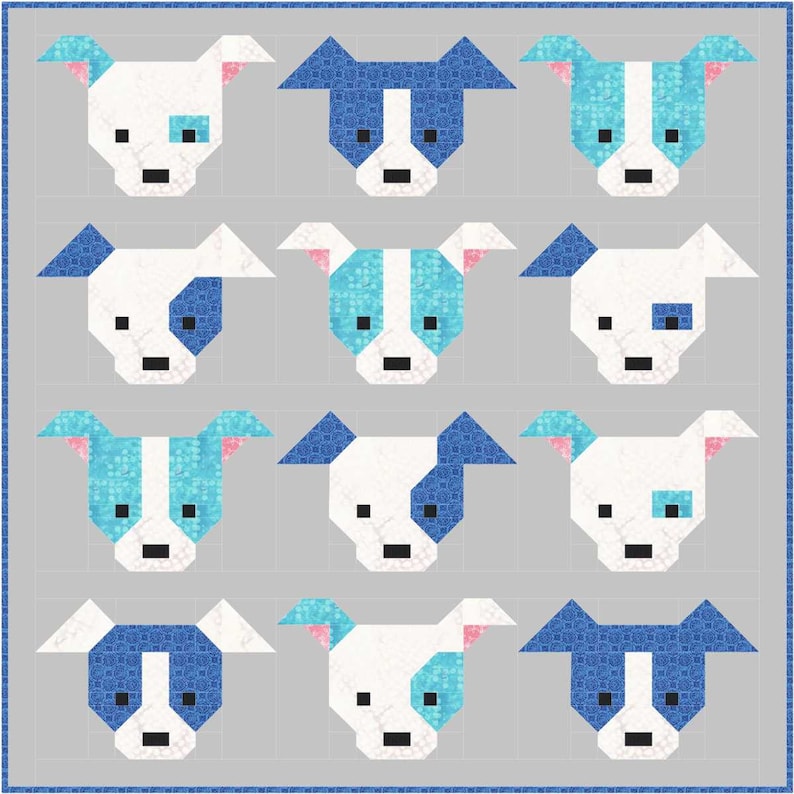 Dog Gone Cute Quilt Pattern, PDF, Instant Download, modern patchwork, dog, puppy, cute, mini and maxi quilt image 5