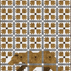 MOD Bear Paw Quilt Pattern, PDF, Instant Download, forest animal, bear, woodland, hunter, animal lover, modern patchwork image 5