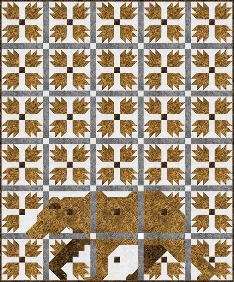 MOD Bear Paw Quilt Pattern, PDF, Instant Download, forest animal, bear, woodland, hunter, animal lover, modern patchwork image 5