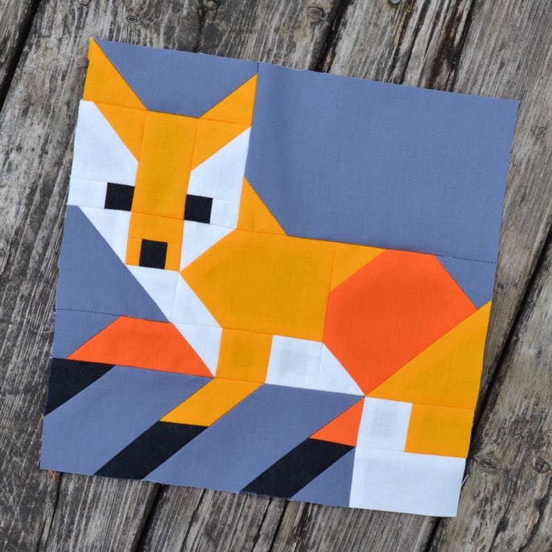 Fox 1 Quilt BLOCK Pattern PDF Instant Download 8 inch and image 1