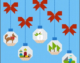 Winter Wonderland 5 block Christmas Quilt Pattern, PDF, Instant Download, modern patchwork, woodland, snowmobile toboggan sled trees snowman