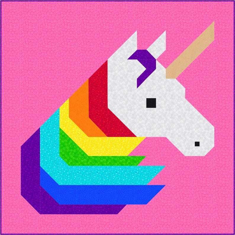 rainbow unicorn quilt pattern pdf instant download modern