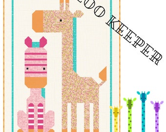 Zoo Keeper Quilt Pattern PDF Instant Download modern patchwork, traditional piecing animal zebra giraffe