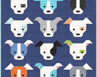 Dog Gone Cute Quilt Pattern, PDF, Instant Download, modern patchwork, dog, puppy, cute, mini and maxi quilt