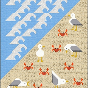 Schema per trapunta Gabbiani e Granchi PDF Download immediato patchwork moderno, patchwork tradizionale spiaggia oceano lago acqua