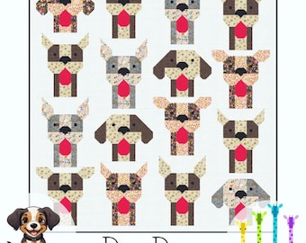 Dog Daze Quilt Pattern PDF Instant Download modern patchwork, traditional piecing vintage dog pet lover