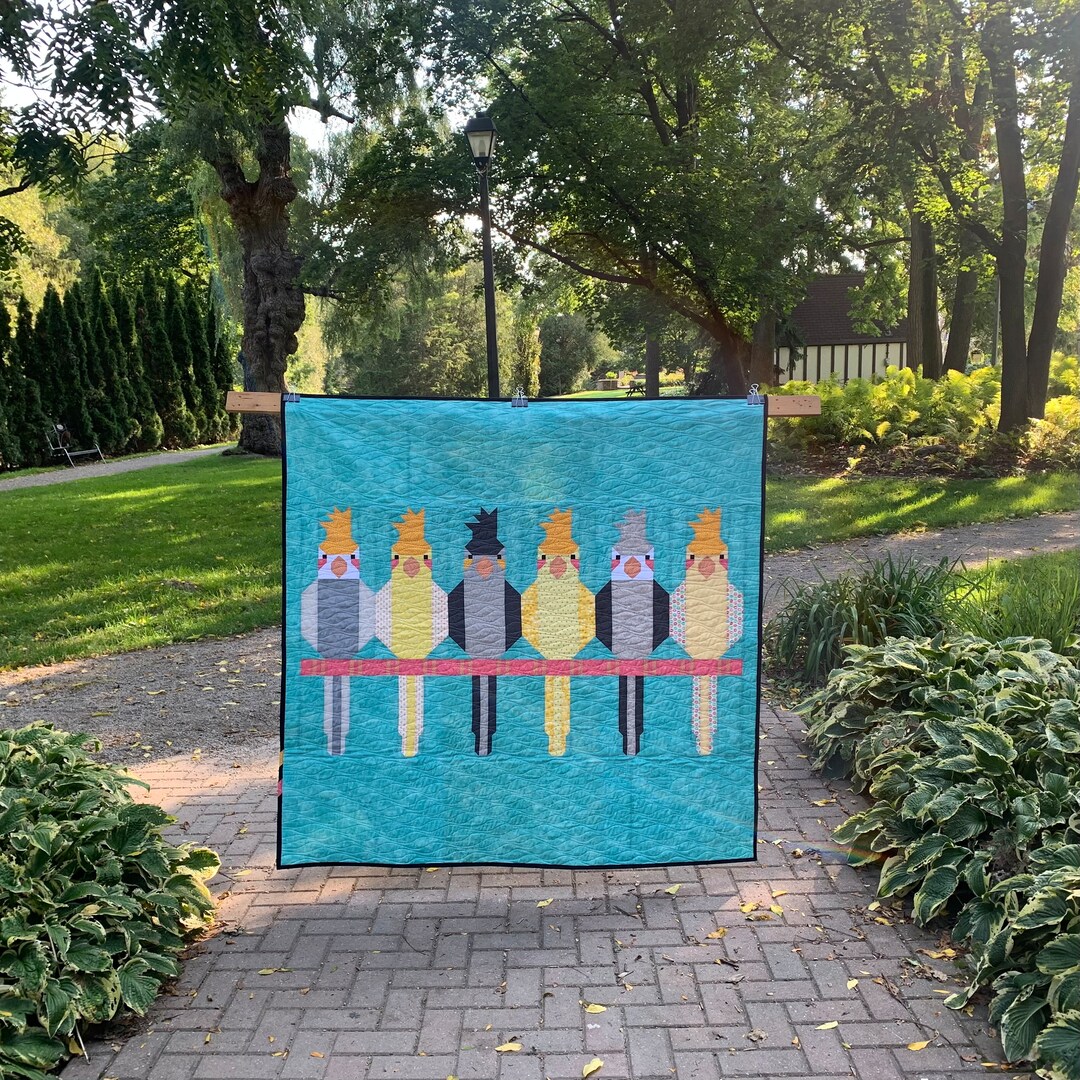 Cockatiels Quilt for Sale Ready to Ship Exotic Bird Animal Throw Couch ...