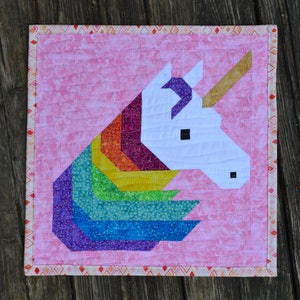 Rainbow Unicorn Quilt Pattern, PDF, Instant Download, modern patchwork, horse animal rainbow red orange yellow green blue purple image 6