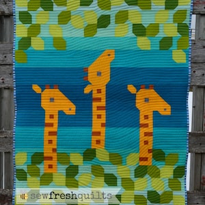 Giraffe Love baby Quilt Pattern, PDF, instant download, unisex, boy or girl, modern patchwork, Solids, animal, nature, wildlife, Africa image 1