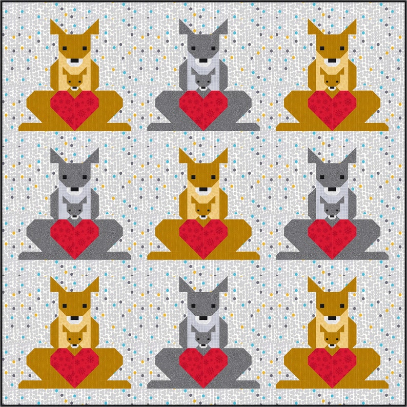 Kangaroo & Joey 2 Quilt Pattern PDF Instant Download modern image 1