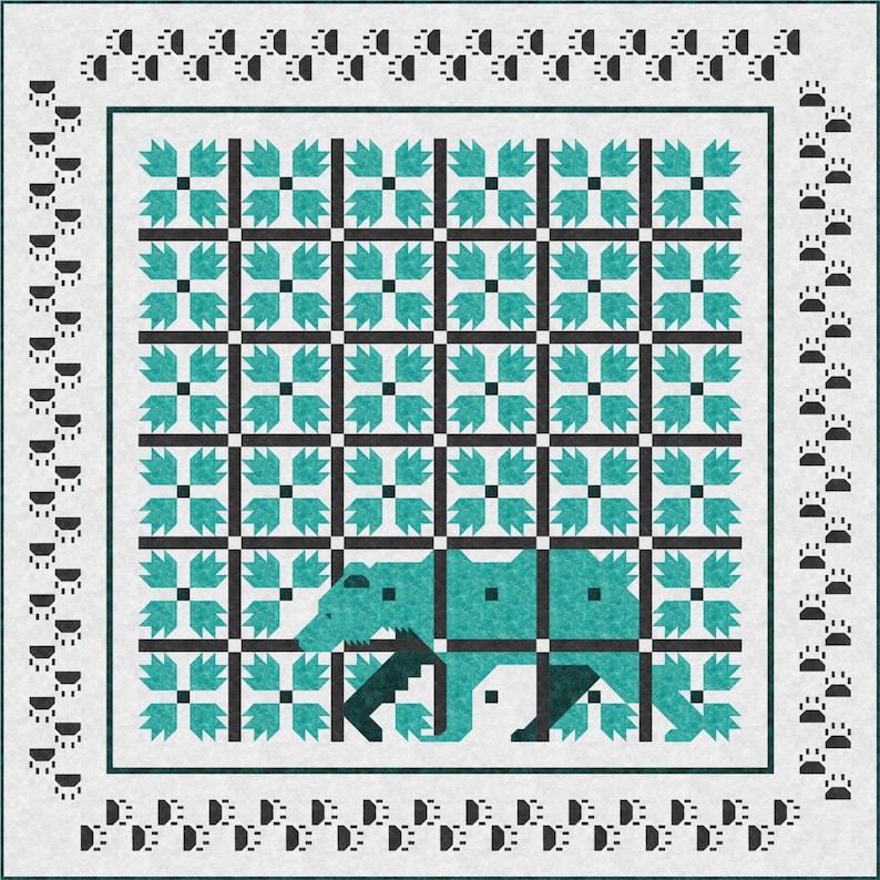 MOD Bear Paw Quilt Pattern, PDF, Instant Download, forest animal, bear, woodland, hunter, animal lover, modern patchwork image 2