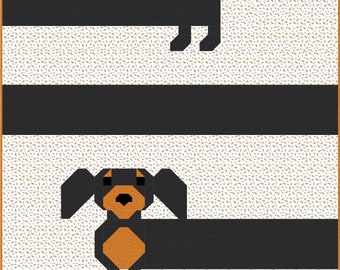 Weiner Dog Quilt Pattern PDF Instant Download modern patchwork, traditional piecing animal Dachshund pet