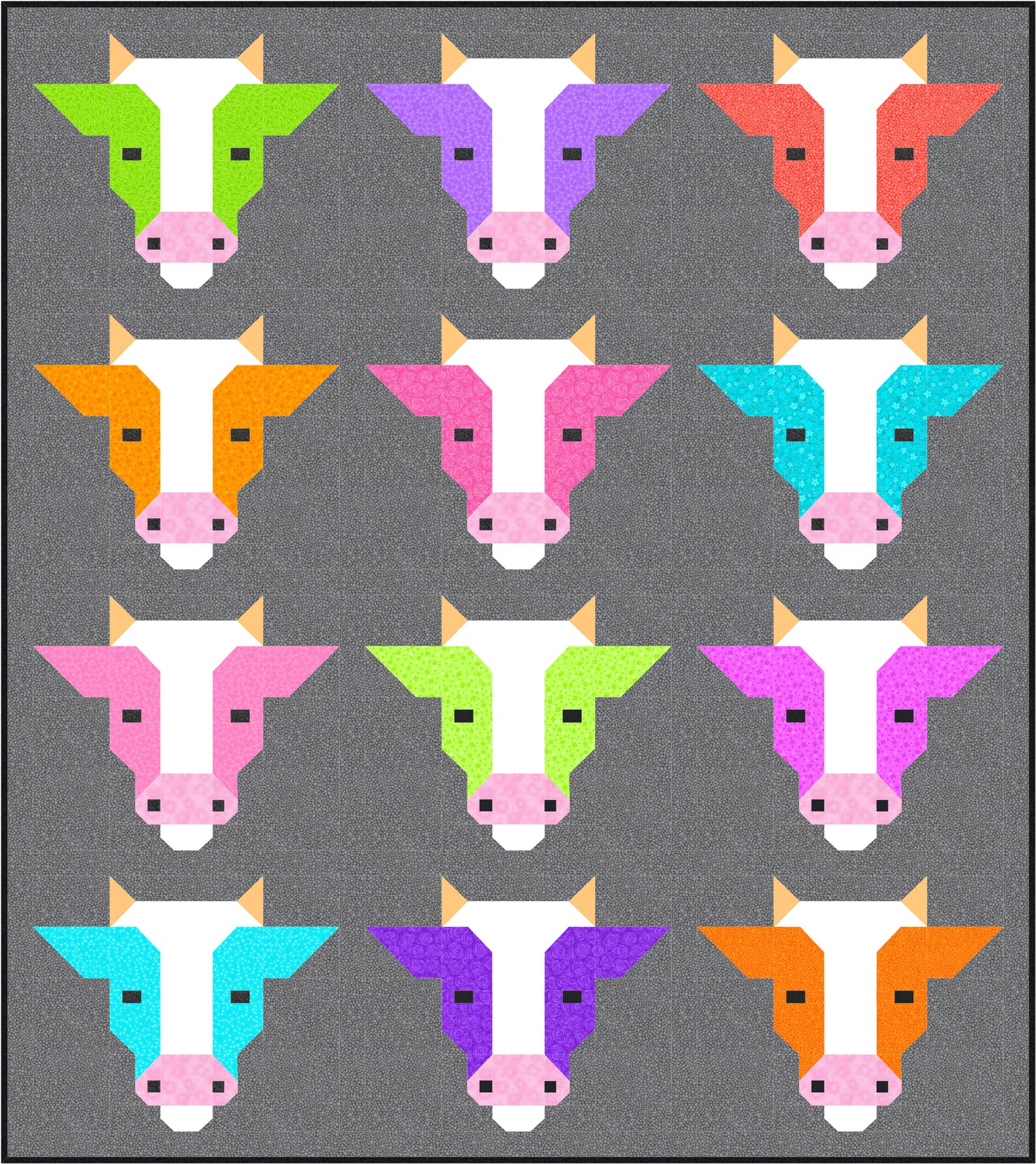 Cow Quilt BLOCK Pattern PDF Instant Download Modern - Etsy
