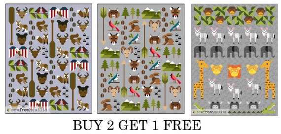 BUY 2 GET 1 FREE Quilt Pattern Pdf Instant Download Animal ...
