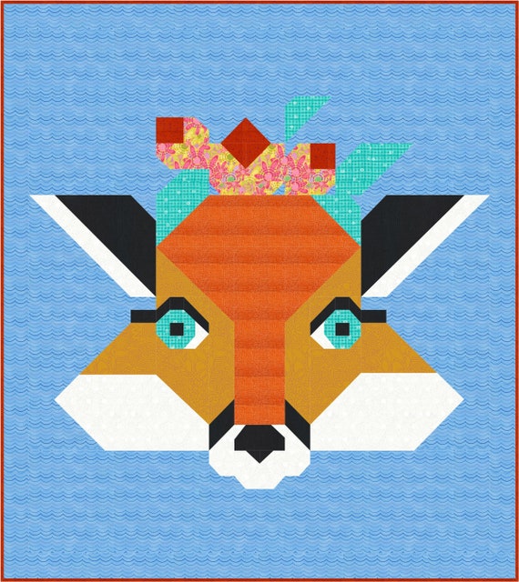Animal Baby Fox Quilt Pattern, PDF Instant Download Modern.