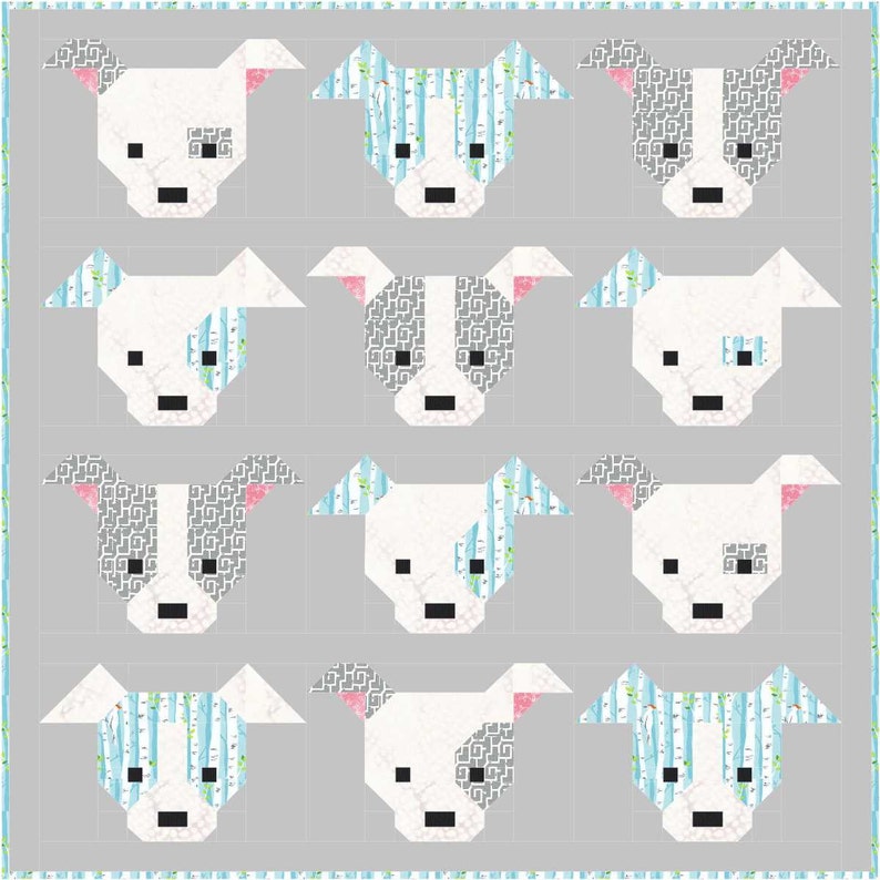 Dog Gone Cute Quilt Pattern, PDF, Instant Download, modern patchwork, dog, puppy, cute, mini and maxi quilt image 4