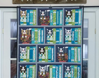 Book Shelf Cats Quilt for sale Ready to ship blanket bedding patchwork nursery gift baby shower nursery animal boy girl