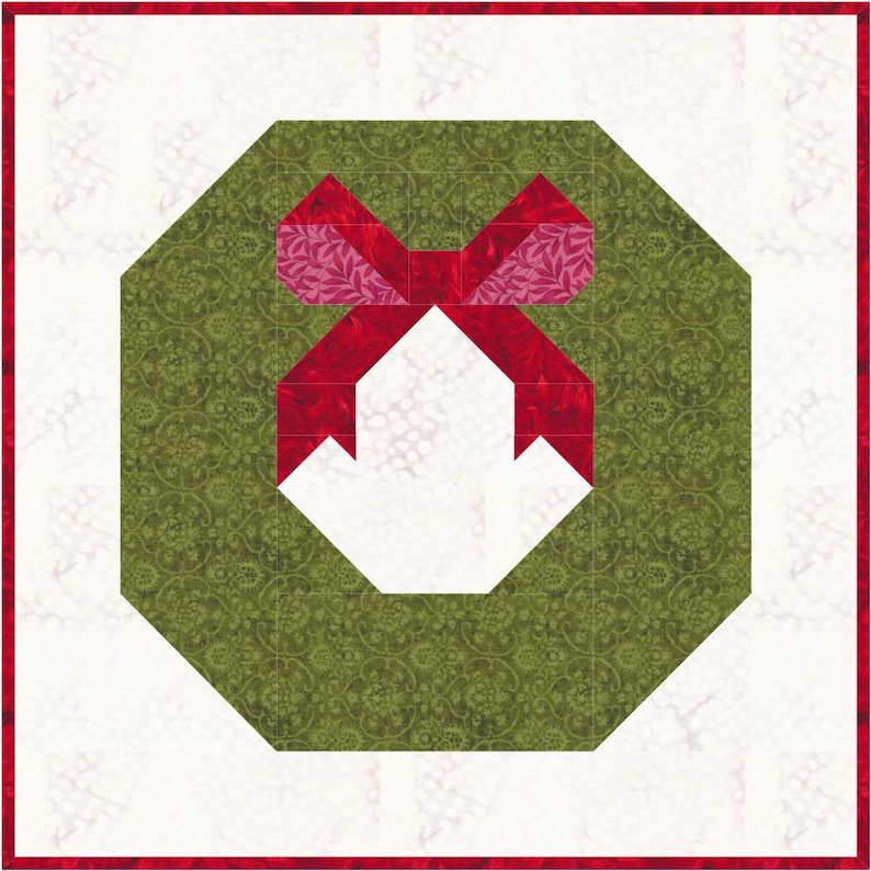 Christmas Wreath Quilt Block Pattern PDF Instant Download - Etsy