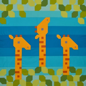 Giraffe Love baby Quilt Pattern, PDF, instant download, unisex, boy or girl, modern patchwork, Solids, animal, nature, wildlife, Africa image 2