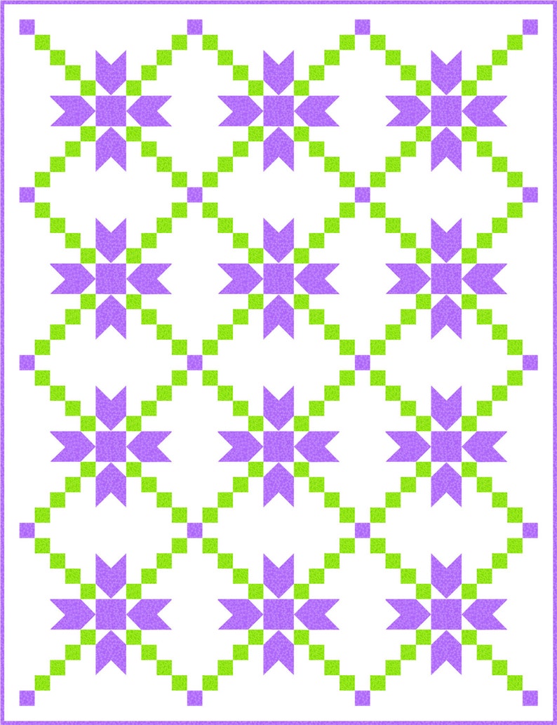 Irish Lullaby Quilt Pattern, PDF, Instant Download, Baby quilt, Irish Chain, Star, traditional design, modern patchwork image 3