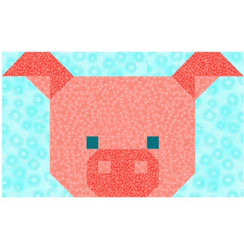 Pig Quilt Block Pattern PDF Instant Download modern | Etsy