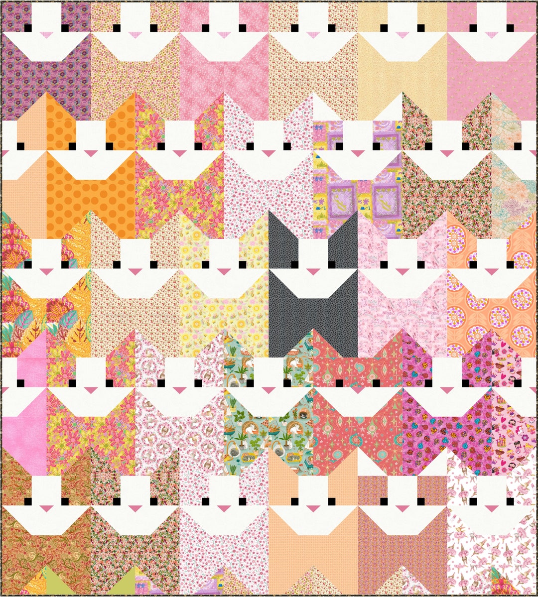 Cats Cats Cats Quilt Pattern PDF Instant Download Modern Patchwork ...