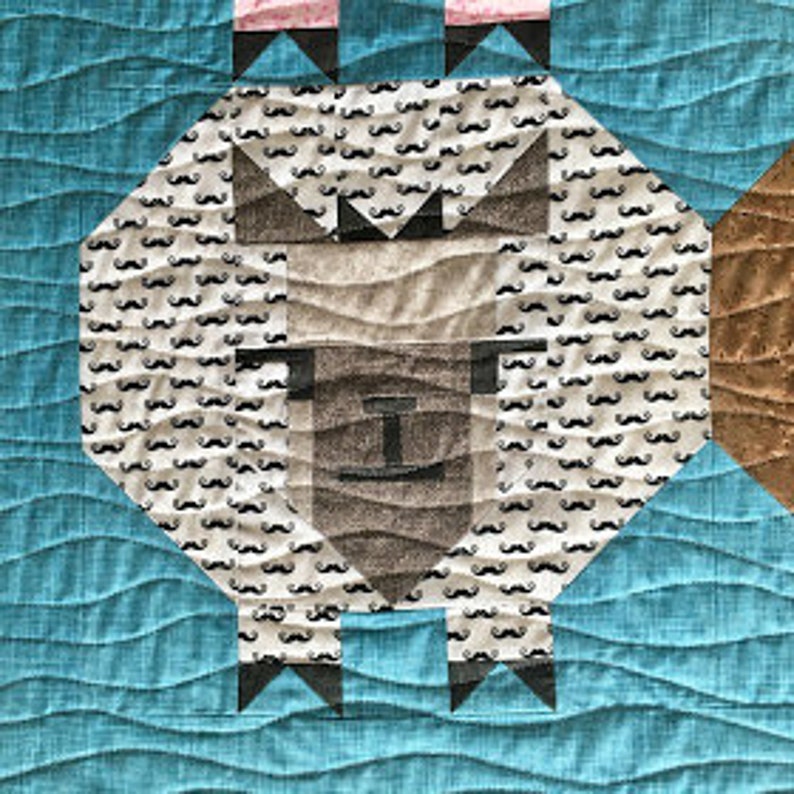 PHAT FARM quilt for sale nursery baby crib blue cow pig duck horse sheep modern handmade blanket bedding toddler boy girl gift ready to ship