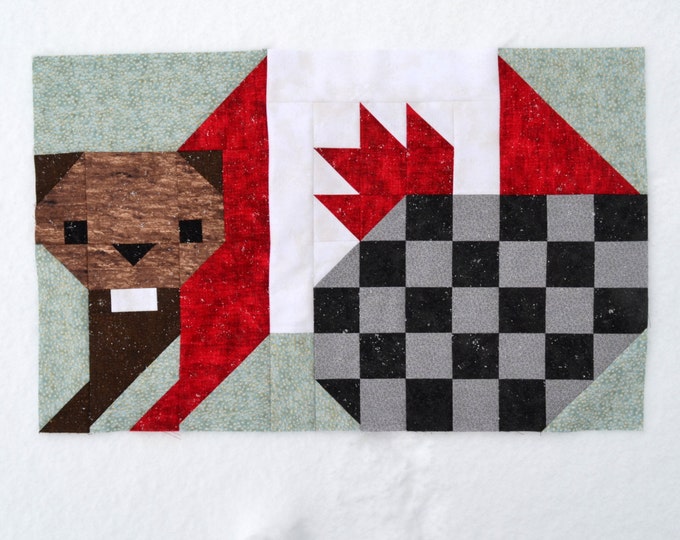 Beaver Quilt BLOCK Pattern, PDF, Instant Download, Modern Patchwork