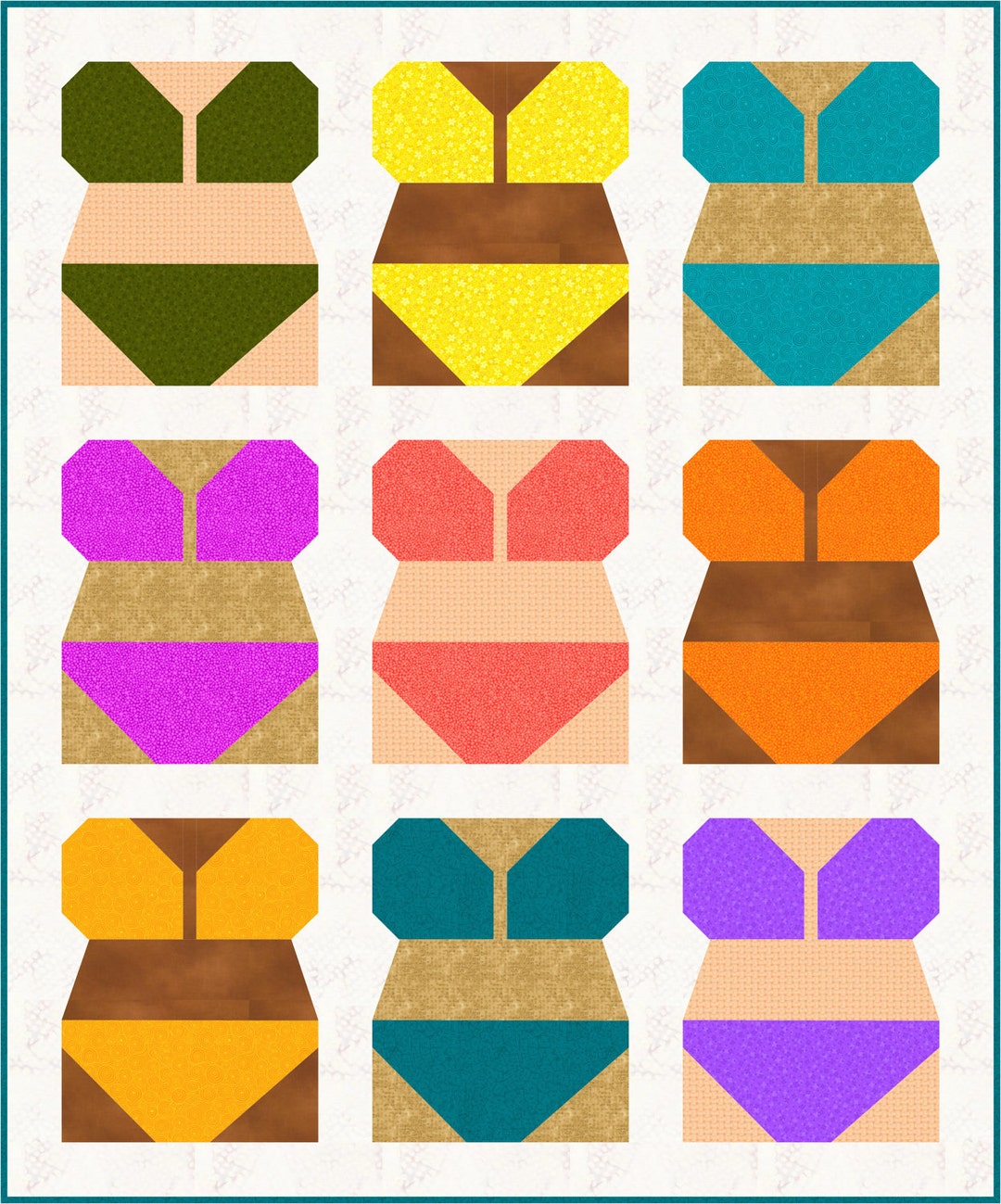 Bikini Quilt Pattern, PDF, Instant Download, Bathing Suit, Swimsuit