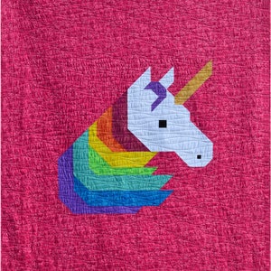 Rainbow Unicorn Quilt Pattern, PDF, Instant Download, modern patchwork, horse animal rainbow red orange yellow green blue purple image 8