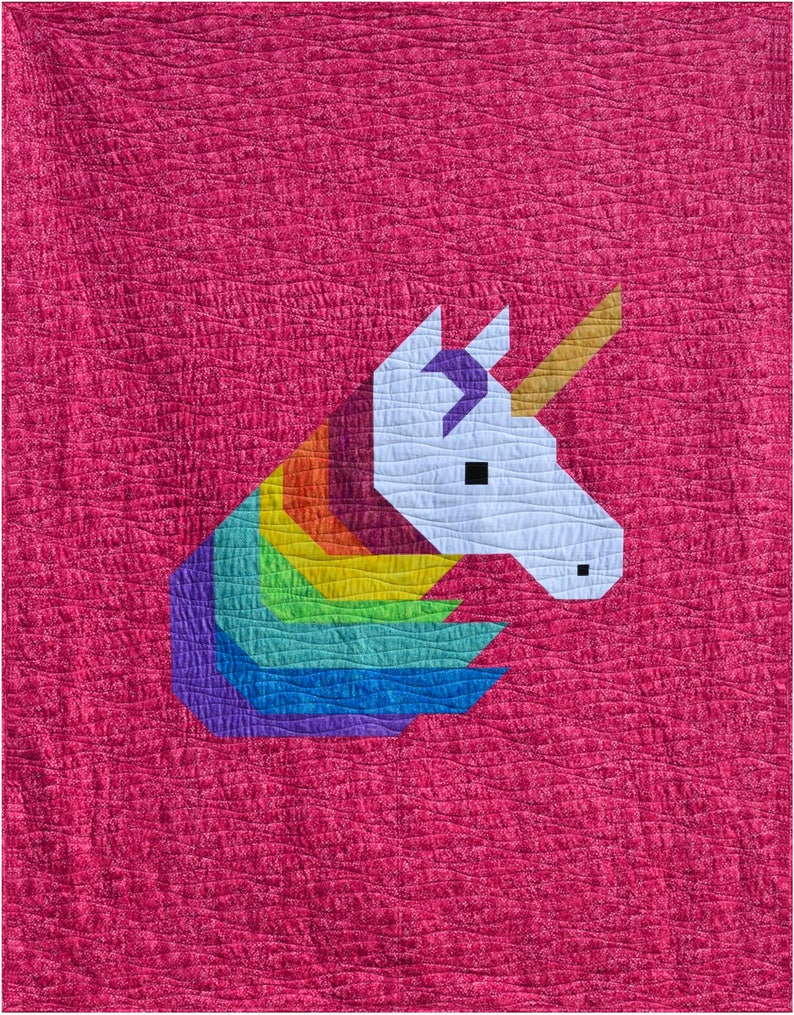 Rainbow Unicorn Quilt Pattern, PDF, Instant Download, modern patchwork, horse animal rainbow red orange yellow green blue purple image 8