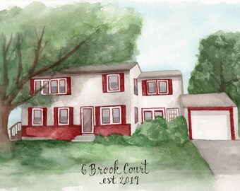 Custom Watercolor Home Portait