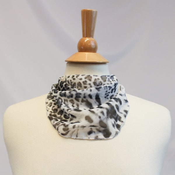 Tracheotomy Sheer Leopard Print Snap-On Neck Scarf for Tracheostomy Cover