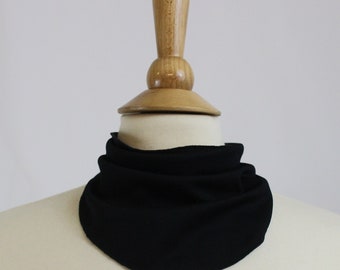 Tracheotomy Black Athletic Mesh Knit Snap-On Neck Scarf for Tracheostomy Cover