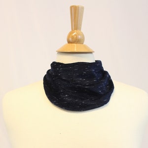 Tracheotomy Navy Velour Knit Snap-On Neck Scarf for Tracheostomy Cover