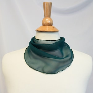Tracheotomy Sheer Green Chiffon Snap-On Neck Scarf for Tracheostomy Cover